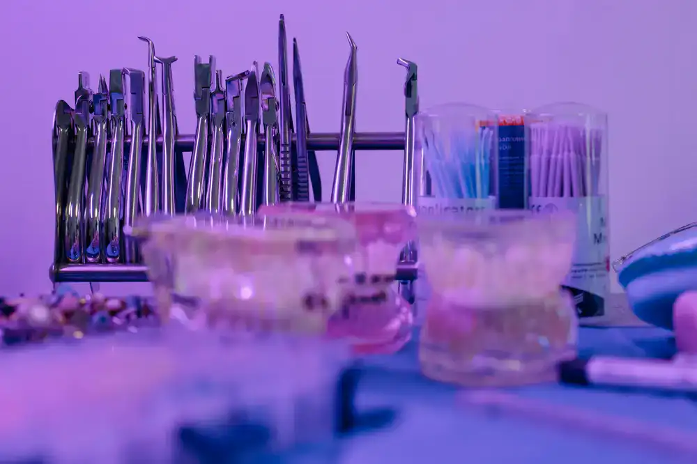 Plant clinic workbench with sterile tools and recovering rare plants